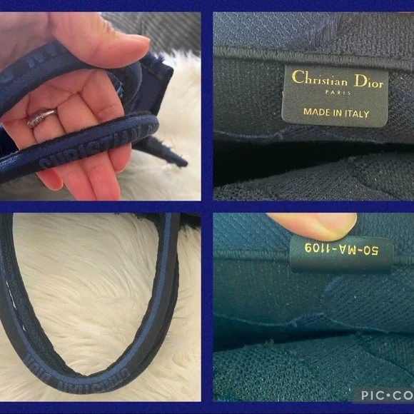 LIKE NEW💯CHRISTIAN DIOR Canvas Embroidered Camouflage Large Book Tote Blue - Picture 14 of 16